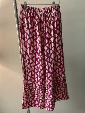 Wide Leg Pink & Cream Patterned Palazzo Pants